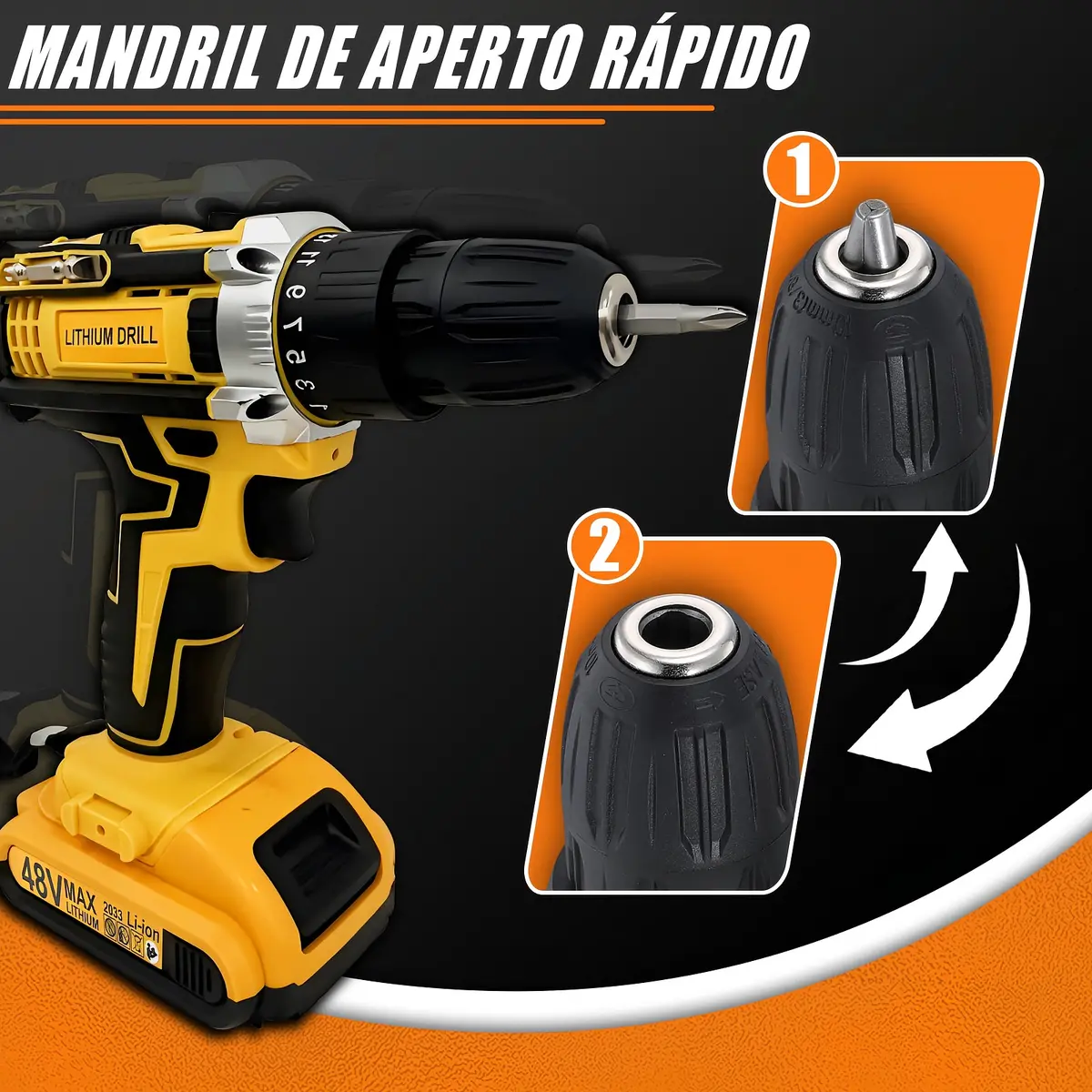 Mandril de aperto rápido da furadeira