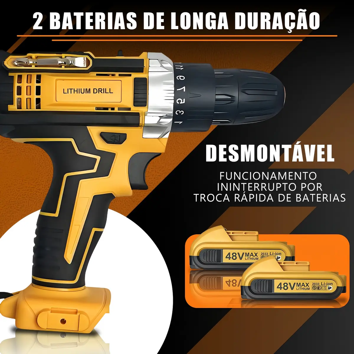 Duas baterias removíveis da furadeira